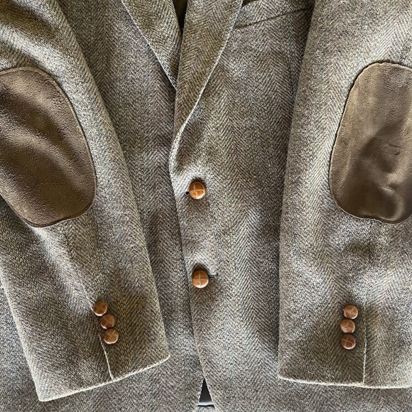 Vintage Stafford Tweed Blazer Jacket Sport Coat Mens 42R Wool Herringbone Brown - Picture 2 of 10